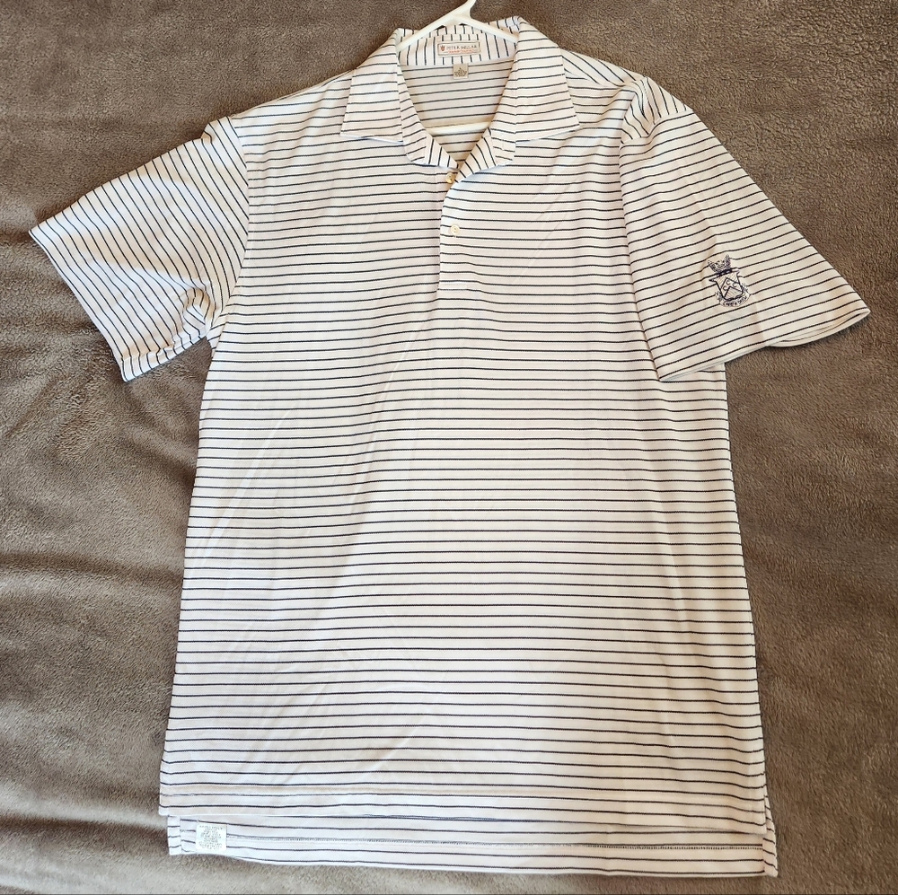 Peter Millar Men’s Size L Summer Comfort Striped Polo Golf Shirt Carpe Diem
